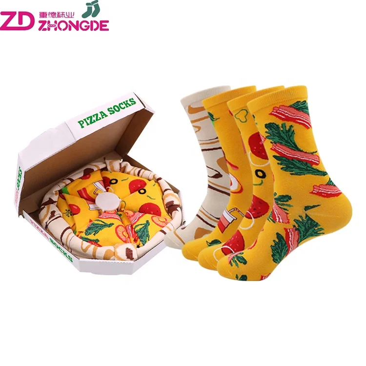 

Amazon hottest sell custom funny pizza box socks sets in stock price, Pantone color