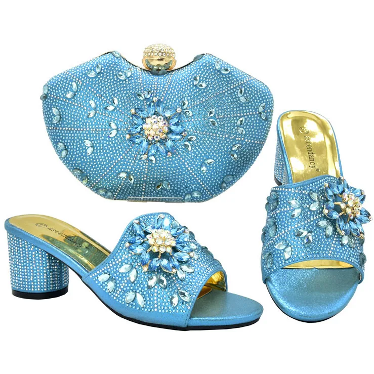 

Sinya New Flat Shoes Matching Bag Set Beautiful Italian Shoes Bag Set With Stones High Quality Wedding Shoes And Bag Set, Royal blue,black,yellow,gold and fushia