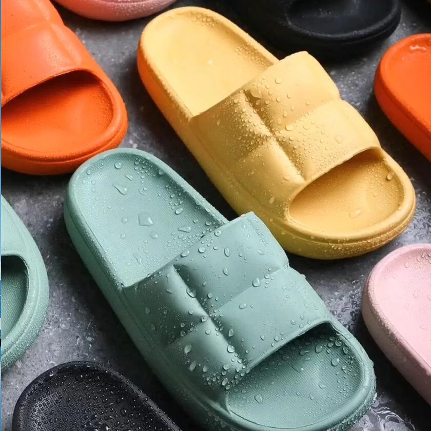 

pillow slide slipper Slippers female summer indoor thick bottom bath non-slip home Kawai female slipper cute platform sandals, Picture
