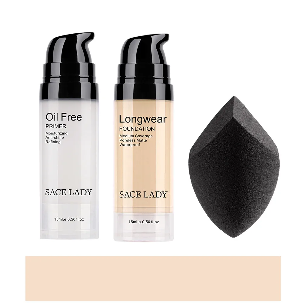 

SACE LADY Makeup Set Matte Liquid Foundation Oil Control Primer Makeup Sponge