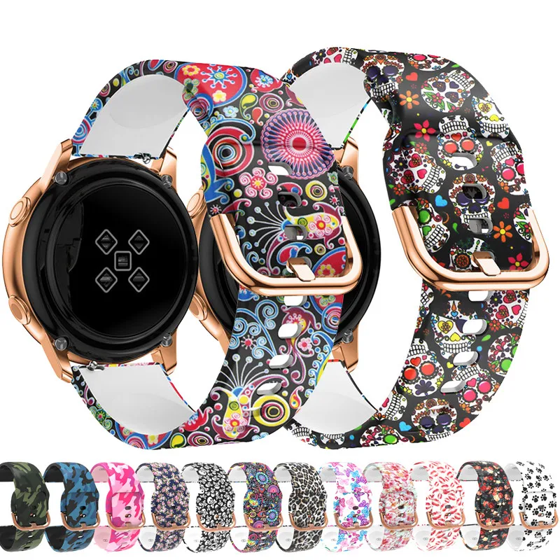 

New Custom Printed Pattern Sport Soft Silicone Quick Release Galaxy Watch Straps Series for Smart Watch Bands Accessories