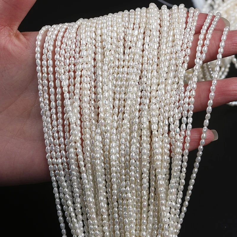 

small size rice seed wholesale white natural freshwater real pearl strand string