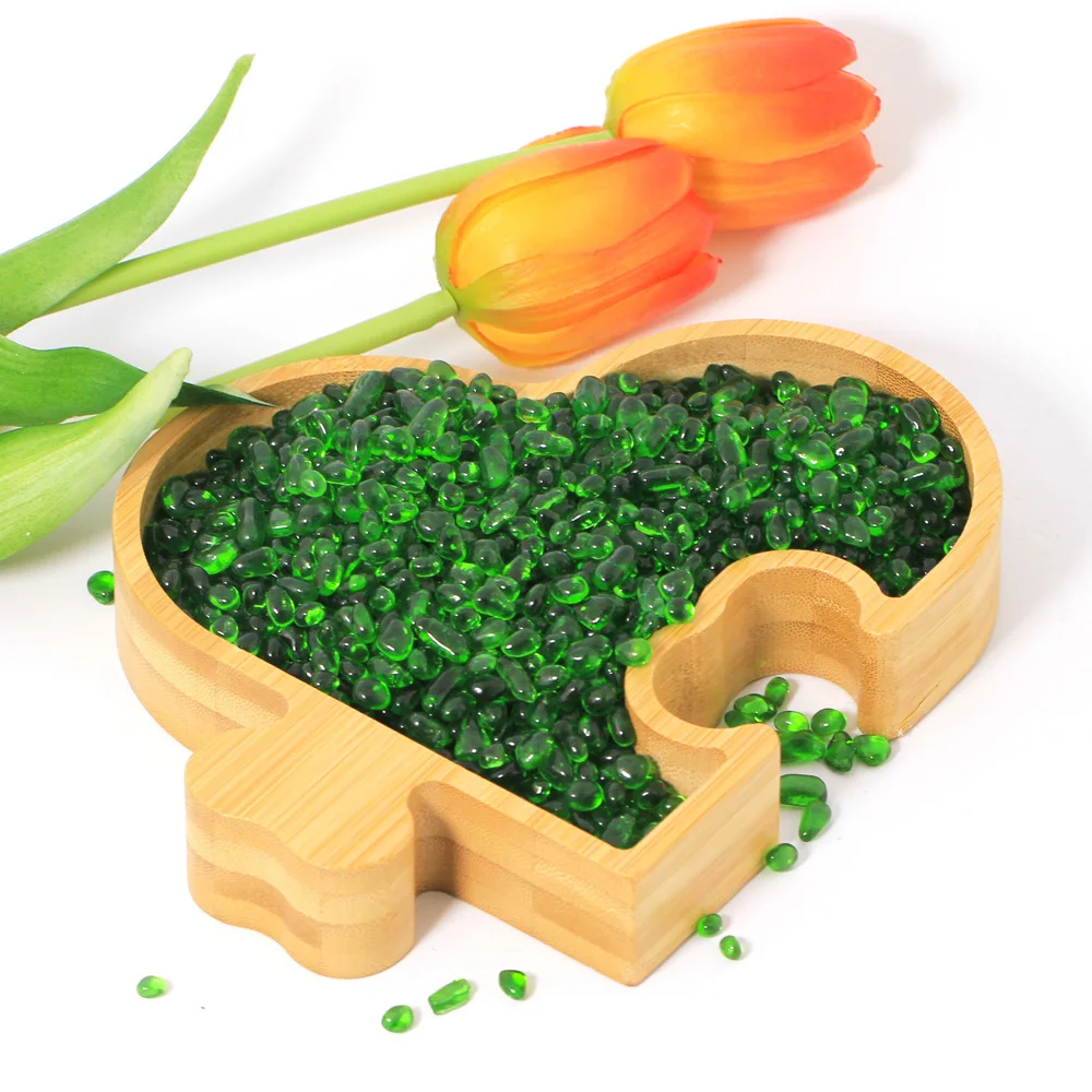 

Hot Sales Home Decoration Green Glass Chips Healing Stone Green Glass Chips Gravel Wholesale