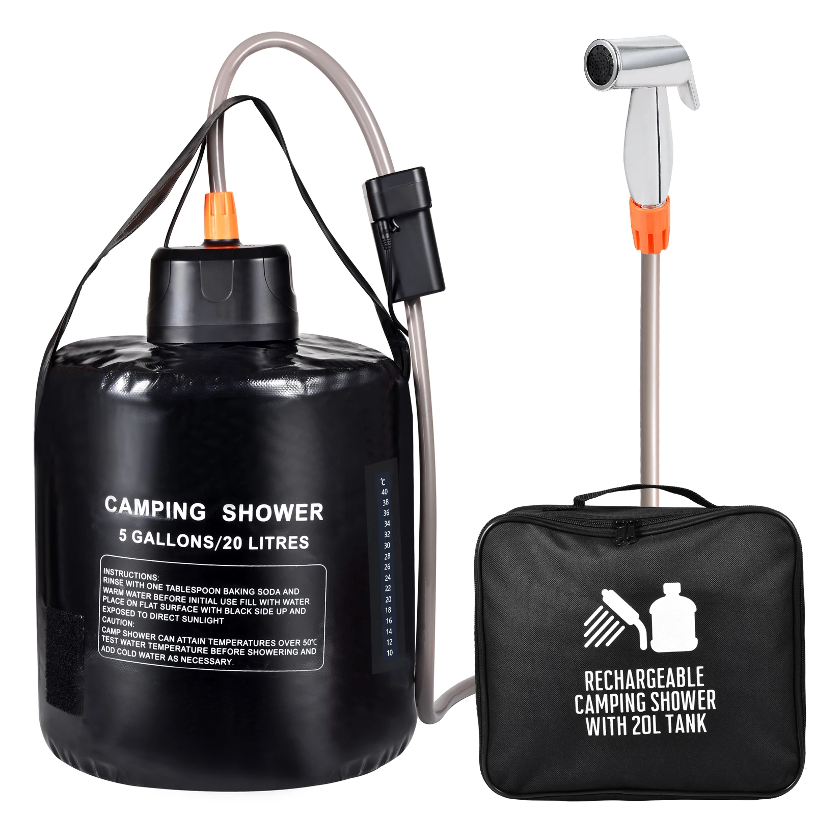 2025 New Portable Camp Shower Camp Shower Pump  USB Rechargeable Batteries  Outdoor Shower Head for Camping Hiking Traveling