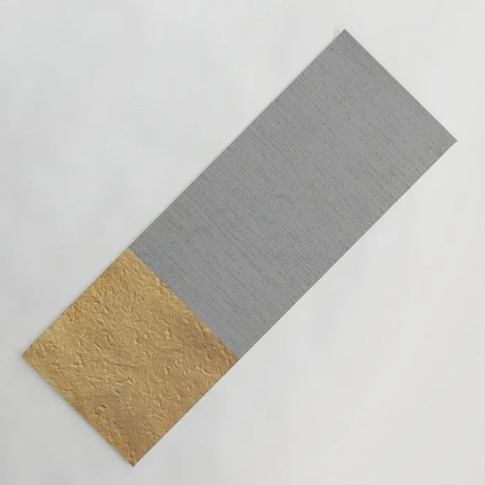 

Wholesale Custom Printed Luxury Yoga Mats Gold Grey Blocking Yoga Mat