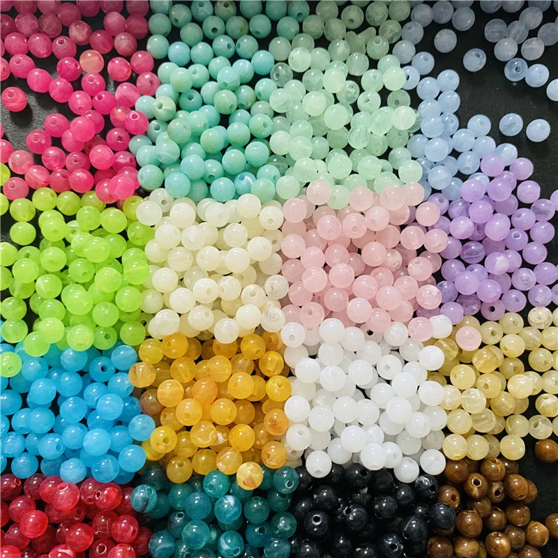 

New arrivals wholesale Acrylic Double Color Round Loose Beads Direct Hole Plastic Beads for Jewelry making