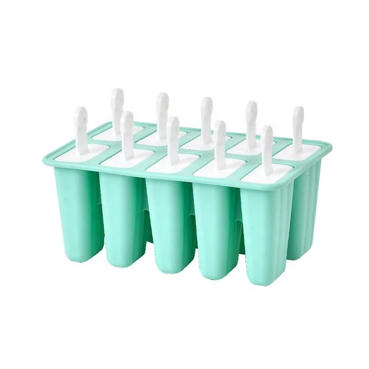 

Reusable 10 Cavities Silicone Popsicle Mould for Kids, BPA Free 10 Pieces Ice Pop Maker, Pink, green, sky blue