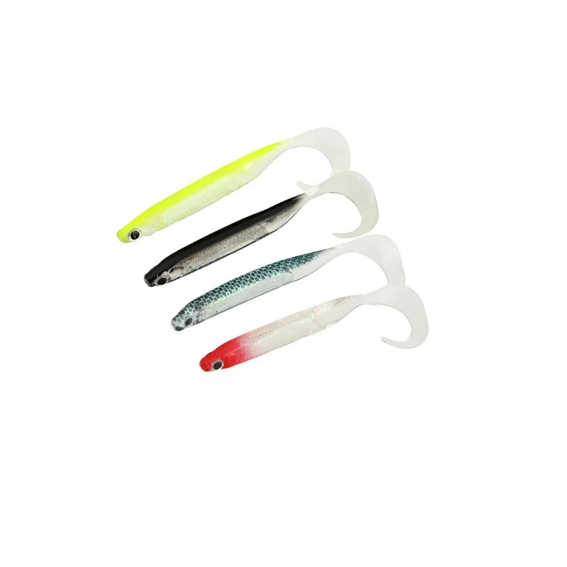 

Colorful big tail soft fishing 11cm 11.5g curly tails rainbow fish silicone soft lure, Various color