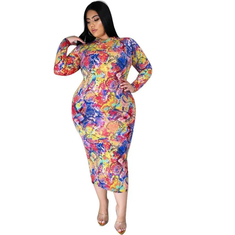 

Fall Casual Plus Size Long Sleeve Printing Maxi Women Dress For Sale