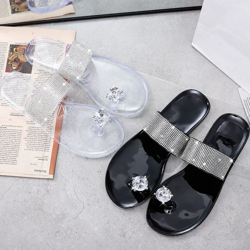 

Designer Ladies New Fashion Female Big Diamonds Rhinestone Strap Women's Flat Sandals, Colors