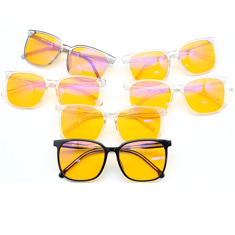 

Anti blue light glasses acetate optical frames manufacturers with CR-39 orange lens for night