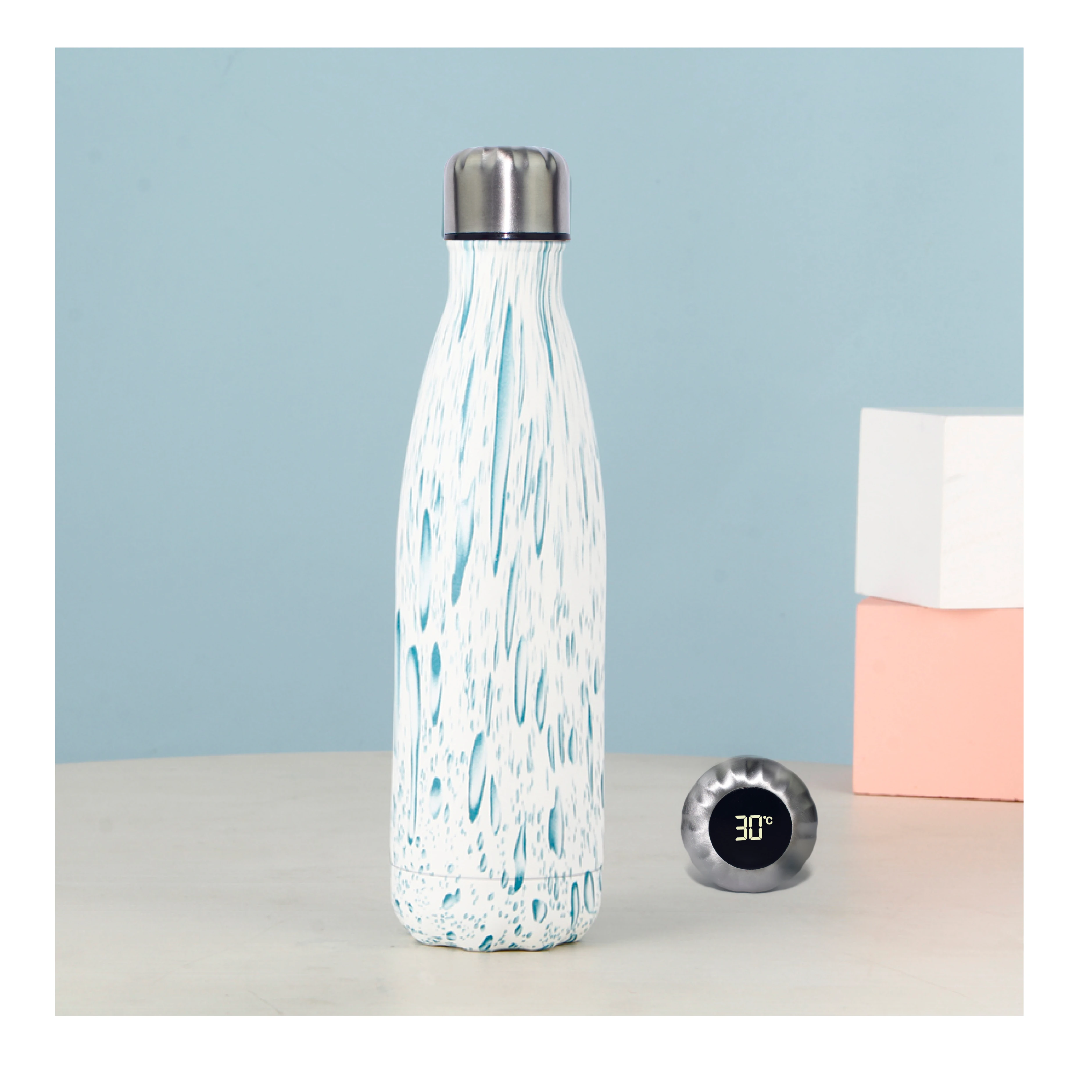 

smart water bottle LED temperature display double walls stainless steel Vaccum Insulated Tumbler Free sample customized