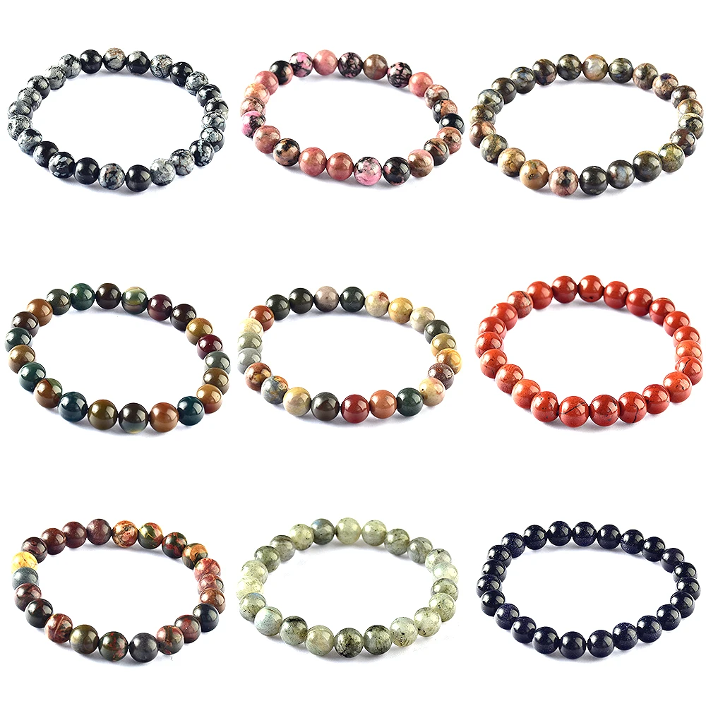 

Wholesale Agate Beads Handmade Natural Quartz Crystal Beads Bracelets 8mm Gemstone Bracelets for Women and Men