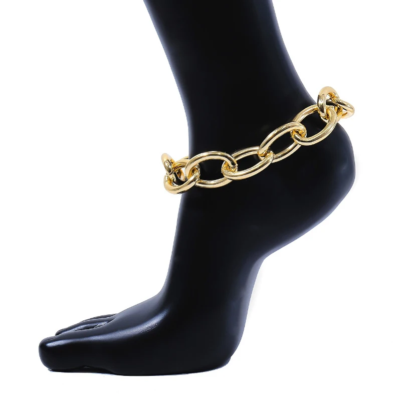 

2020 Punk Style Fashion Chain Anklet Gold Link Vintage Big Chunky Anklet Jewelry For Women, As picture show