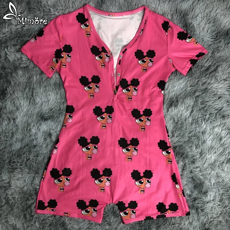 

2020 Wholesale short sleeve pink adult onesie lady nightwear