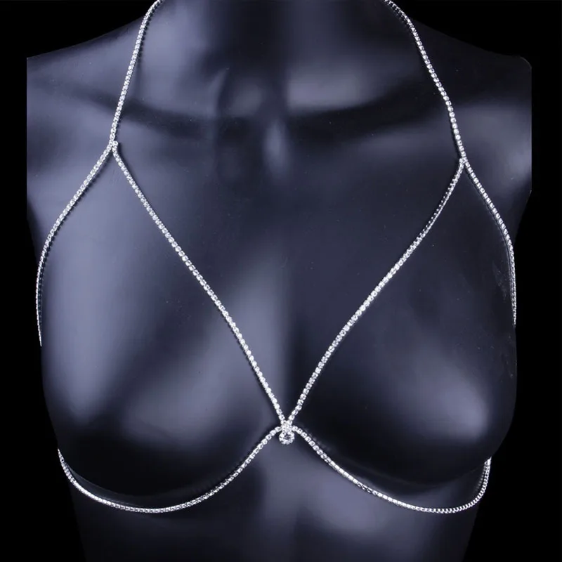 

Sexy set diamond bikini body chain rhinestone bra chain nightclub body style accessories chain for female