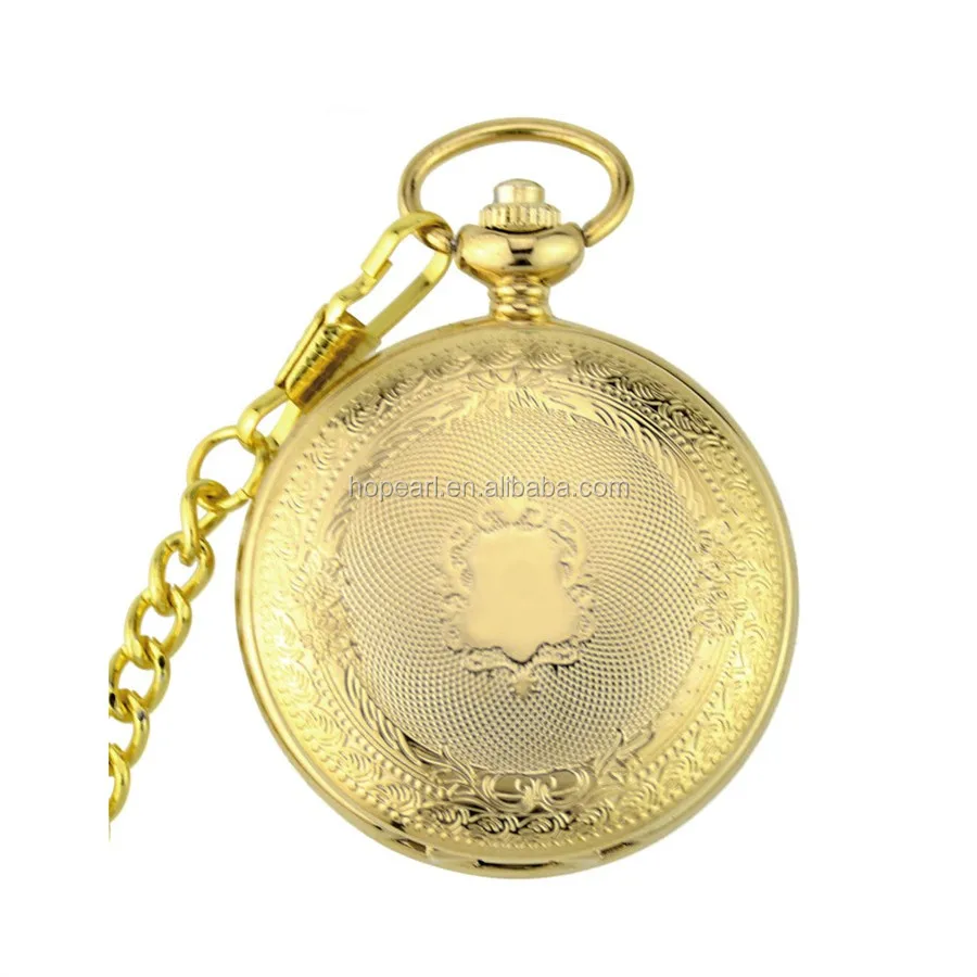 

WAH724 Luxury Gold Case Floral Pattern Hand Winding Mechanical Pocket Watch