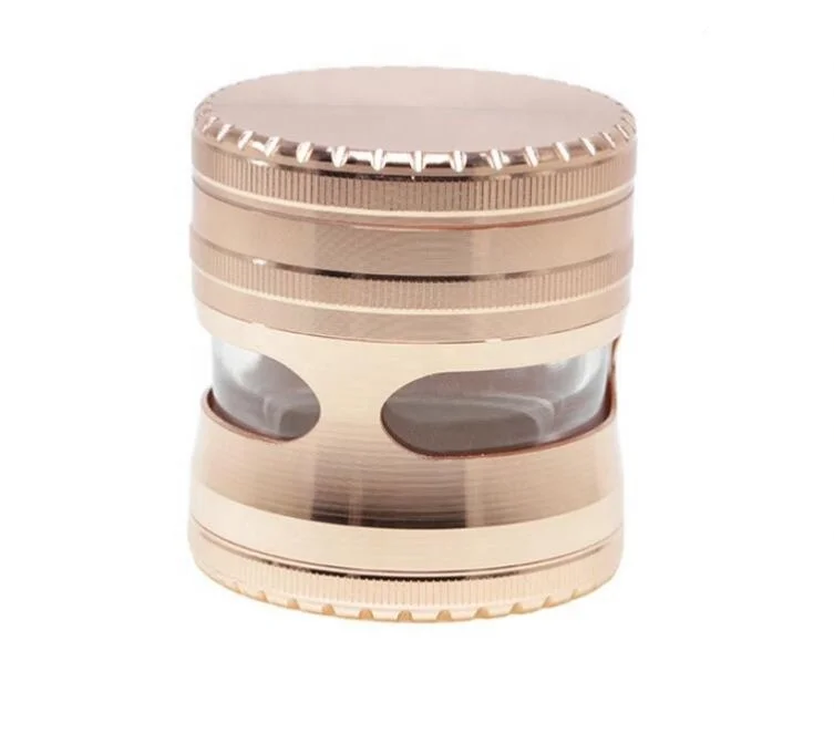 

Stripe Side Window Tobacco Grinder Diameter  Zinc Alloy 4-layer Herb Grinder jhcentury, Picture