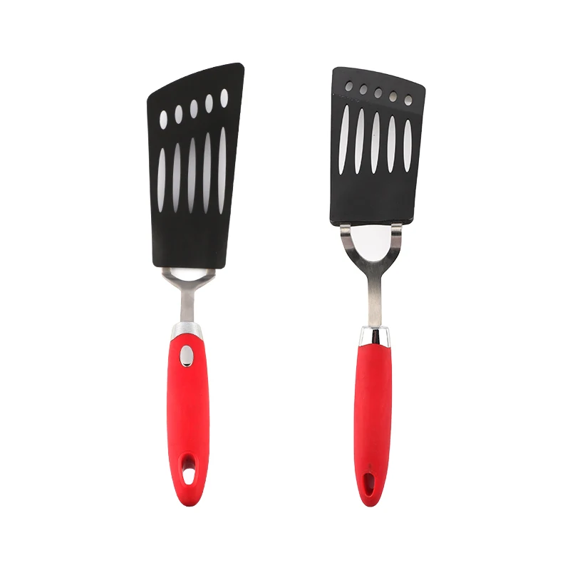 

Eco Friendly Durable plastic Slotted Turner Fish Spatula with comfortable handle, Red;customized