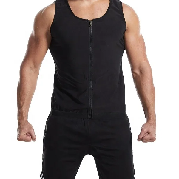 

Top selling sweat vest with waist trainer men body shaper slimming tummy belt, Black