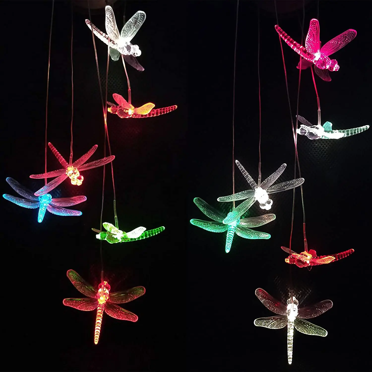 
Wholesale outdoor wind chimes color changing romantic wind chimes star decoration solar light 