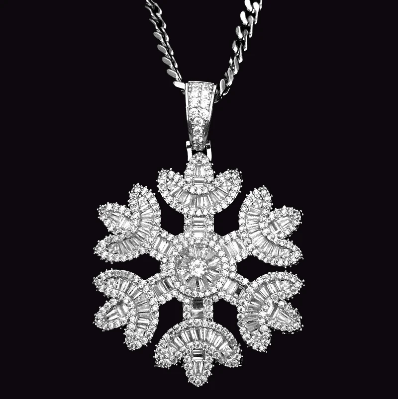 

Custom Hip Hop Chain and Pendant Iced Out 18K Gold Plated 925 Silver Full Zirconia Snowflake Pendant Hip Hop Jewelry Pendant