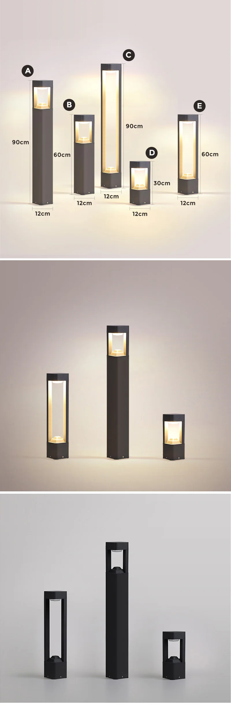 pillar 12w led garden light fitting/outdoor led lamp/lawn light