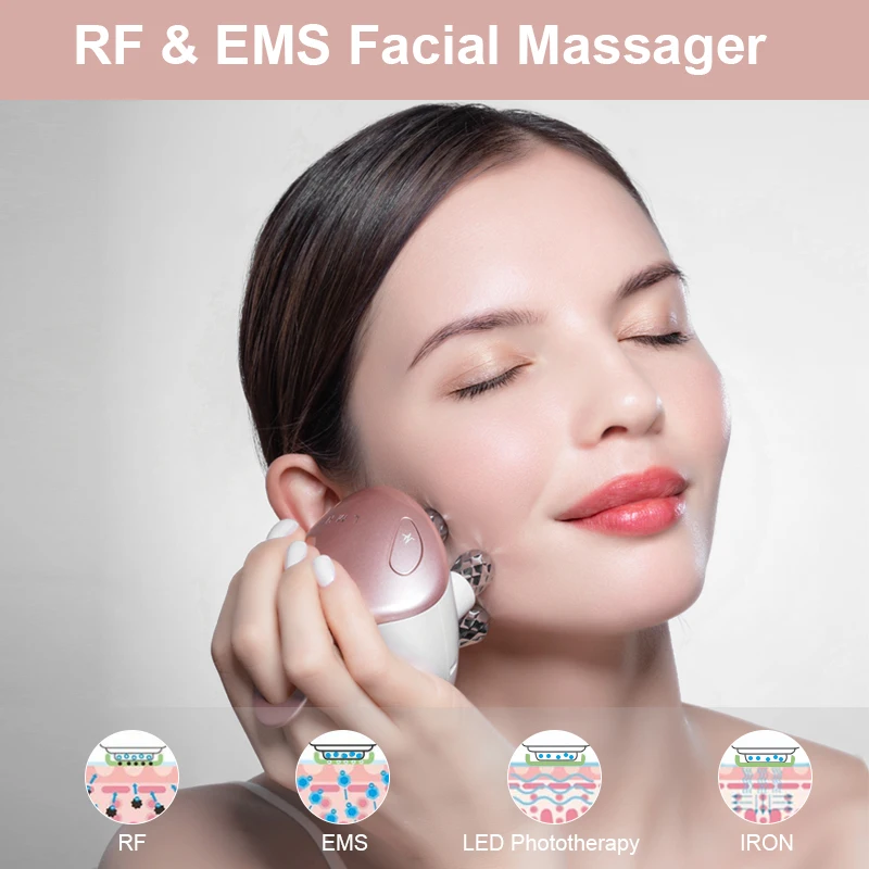 

beauty device portable handheld electric face massage lifting tightening anti aging ems rf instrument facial massager