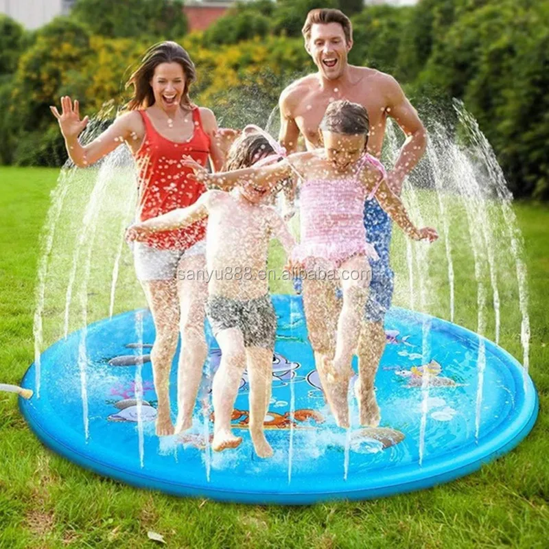 

170cm Summer Lawn Children Water Game Play Mat Kids Outdoor Splash Mat 2020 NEW Yard games kids sprinklers pad inflatable water, Customized color
