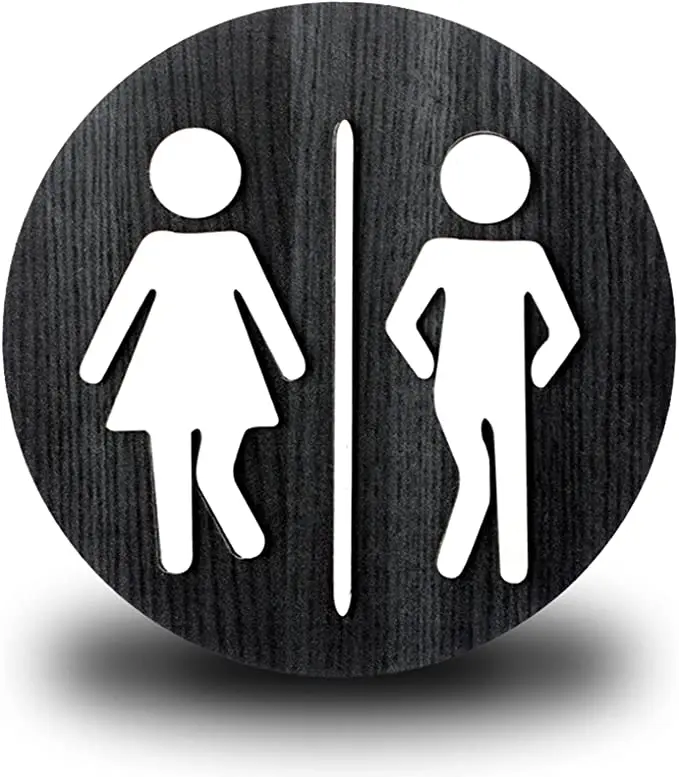 

Hotel Farmhouse Bathroom Sign Door Hanging Fun Accessories Wall Decor Toilet Home Men Women Round Toilet Signs, Like picture