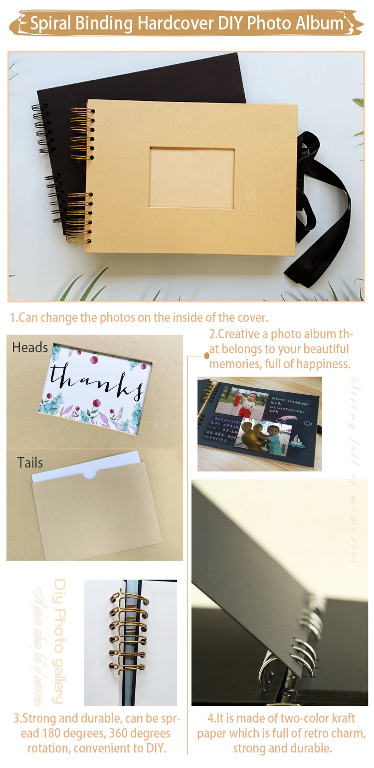 Kraft Paper DIY Blank Photo Album Hardcover DIY Blank Photo Album Scrapbook