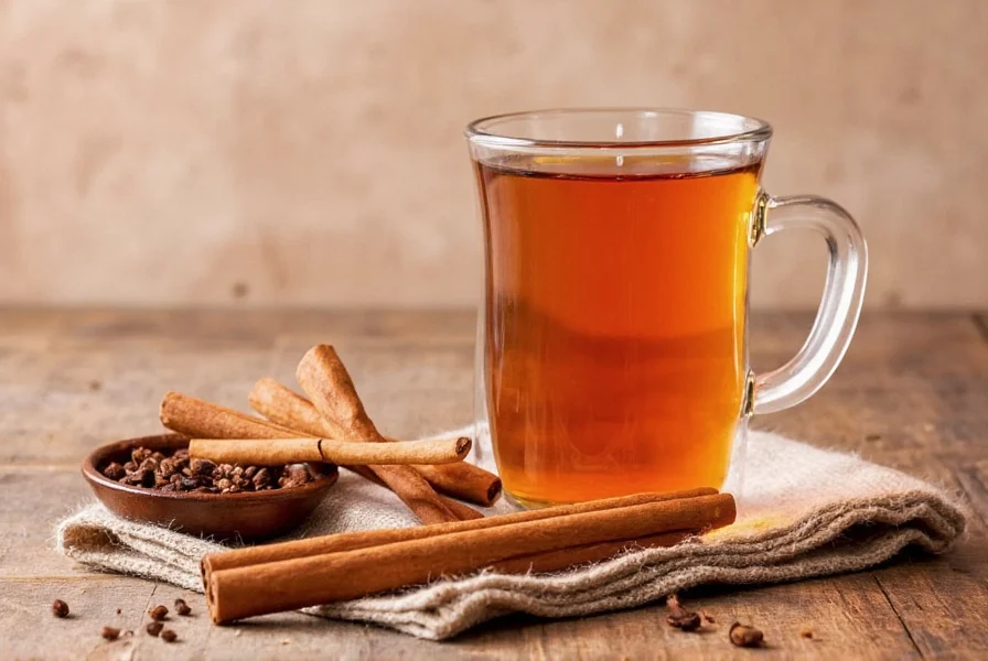 Cinnamon sticks and whole cloves arranged for tea preparation