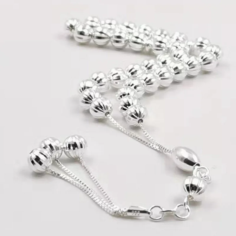 

100% Real 925 sterling silvers Tasbih 925 pure silvers Rosary 33beads Muslim bracelet islamic gift turkey Style Jewelry