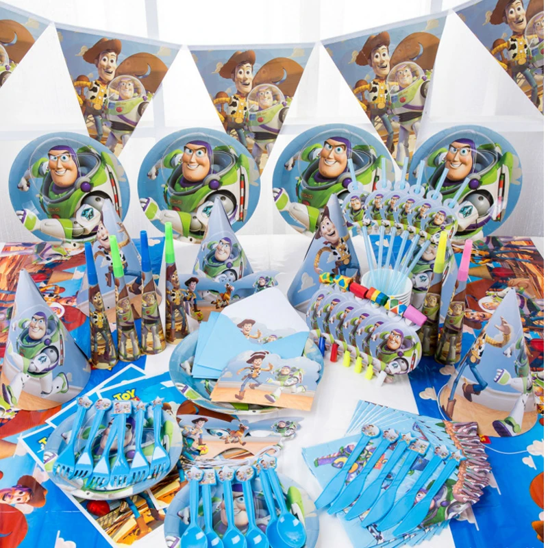 
Birthday Party Supplies LOL Buzz Light Year Theme Set Dance Party Decoration Custom Disposable Paper Tableware 80 Pieces 