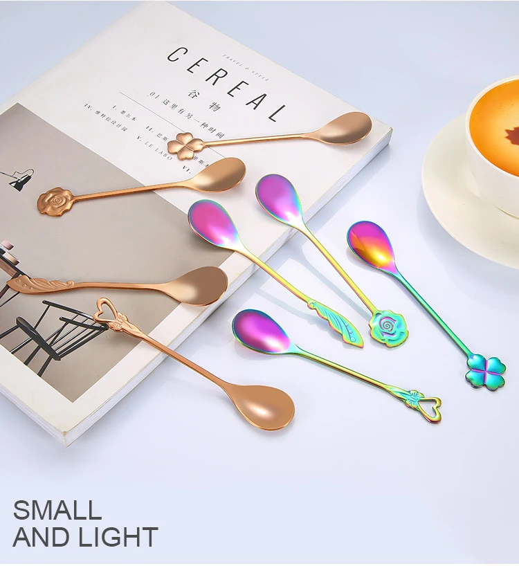 

Christmas Valentines Gifts 2020 ideas with Stainless steel coffee mixing cake dessert poon creative flower tea spoon