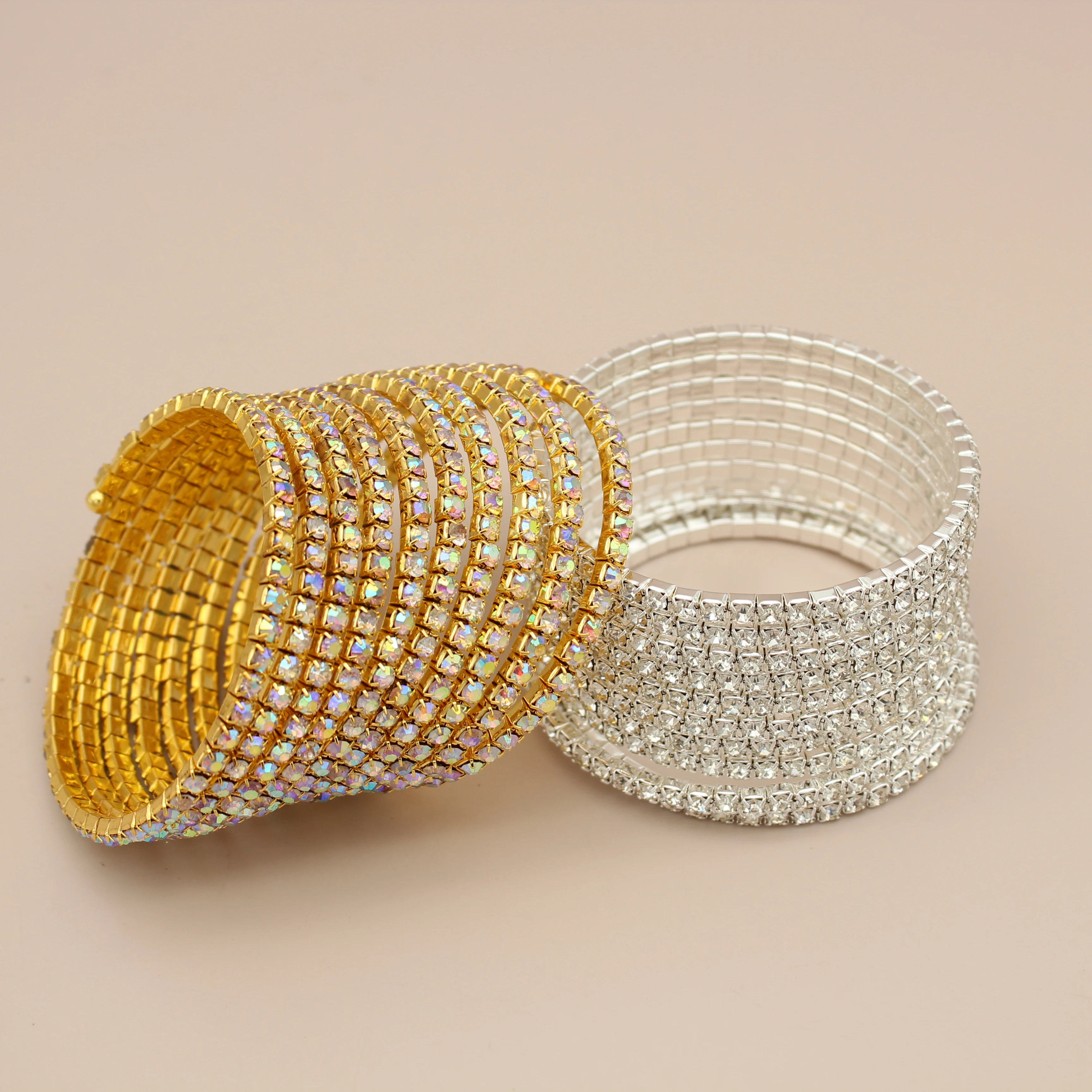 

Jachon Hot Sale Silver Sparkle Rhinestone Stackable Stretch Bracelets For Women Gifts Bridal Bangle Wrist Band