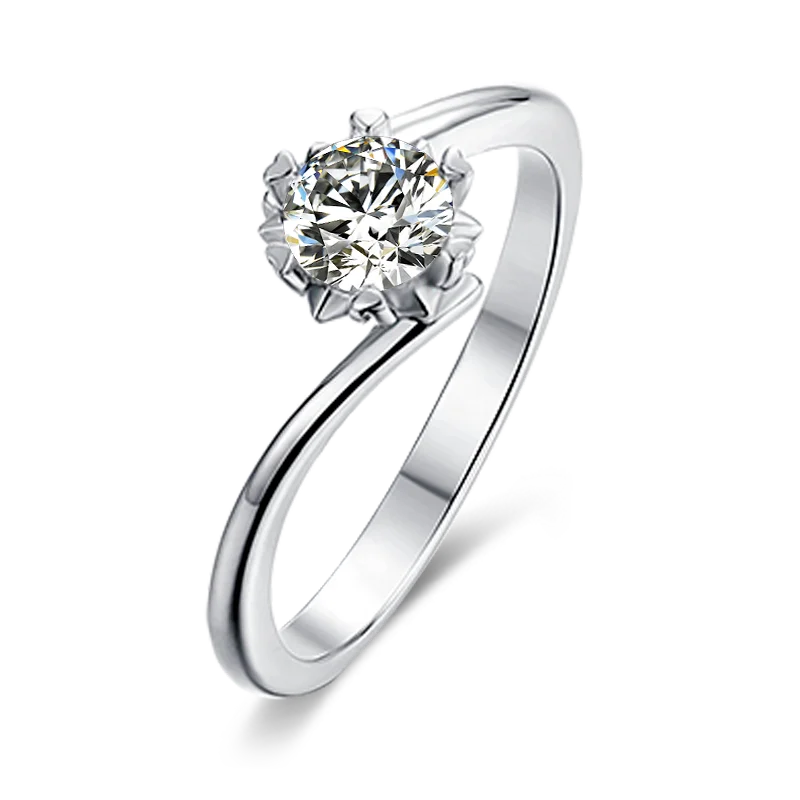 

Abiding Twisted Snowflake Ring 925 Sterling Silver Fine Jewelry Fashion 0.5Ct Moissanite Diamond Engagement Ring Women Wedding
