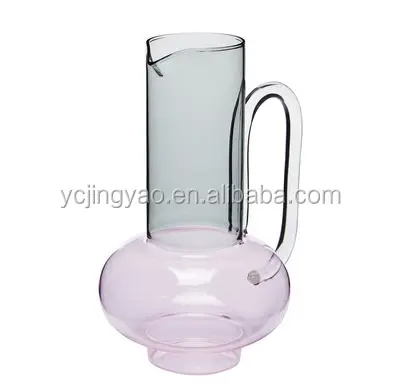 

Heat Resistant Pyrex Borosilicate Clear Pink Glass Drink Carafe