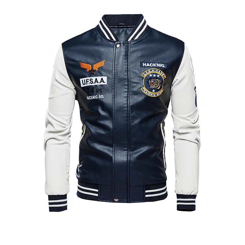 

The New Listing OEM Plus Size Leather Jacket Wholesale Blank Varsity Jackets Custom Leather Jackets, Picture shows