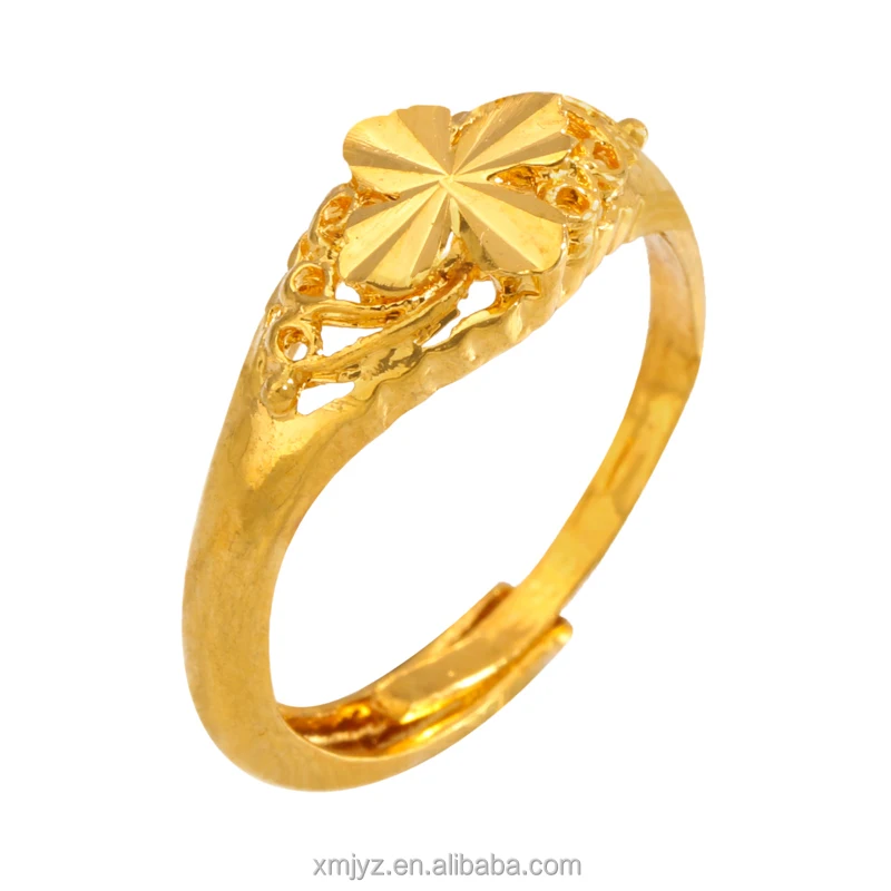 

Foreign Trade Korean Fashion Alloy Gold Ring Four-Leaf Clover Ring Female Brass Gilded Factory Wholesale