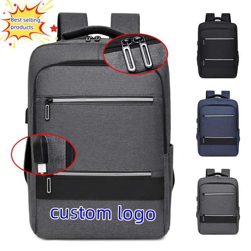 

New multifunctional custom logo business waterproof laptop bags large capacity casual school bag with men USB laptop backpack