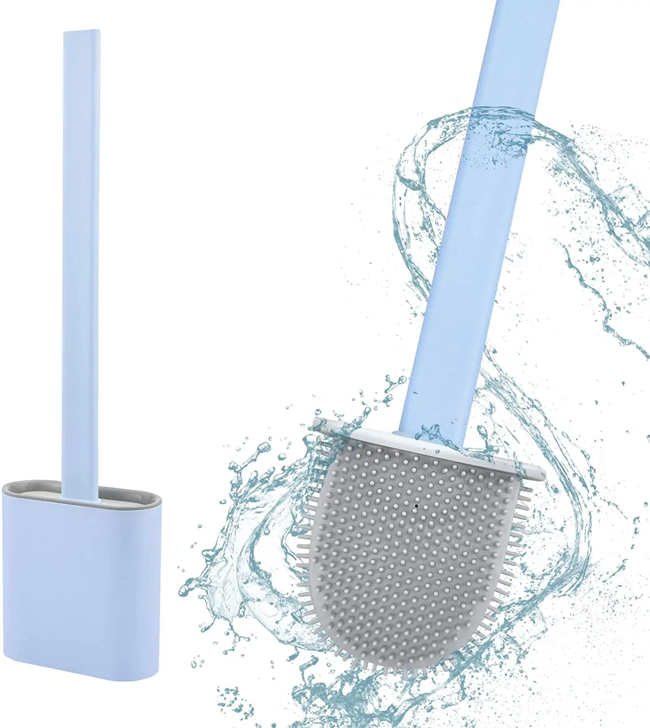 

Household favorable price long handle soft flat head toilet brush with holder