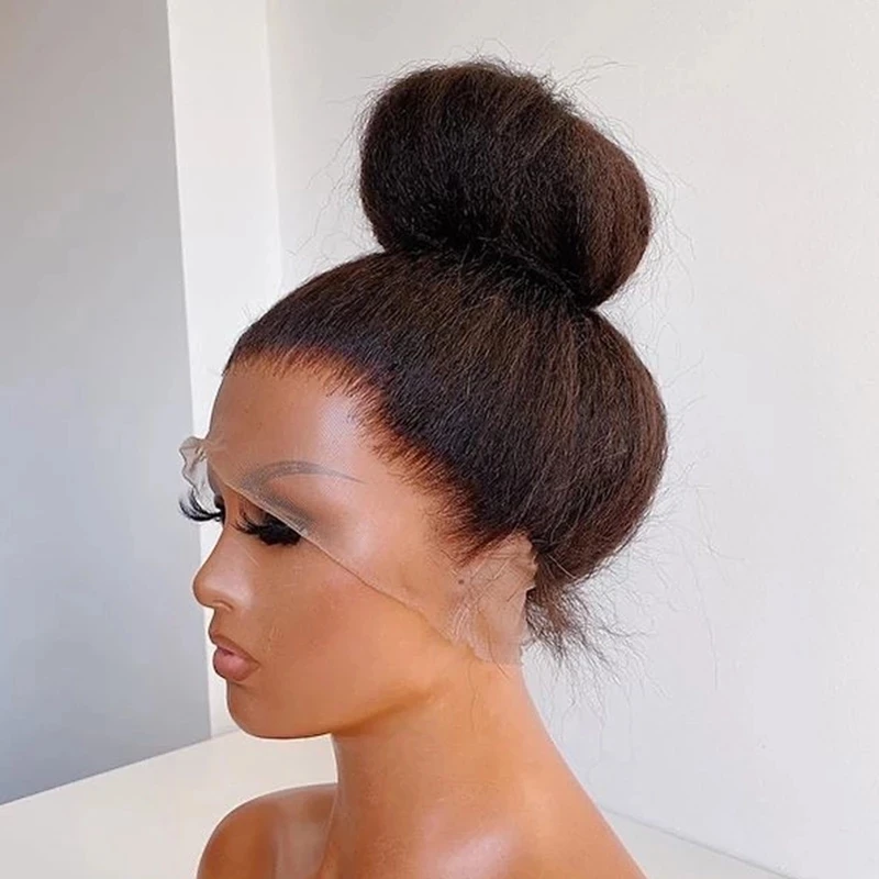 

Glueless Yaki Straight Lace Front Wigs Natural Color Synthetic Long T Part Wigs Heat Resistant Fiber Hair 13x6 Lace front Wig