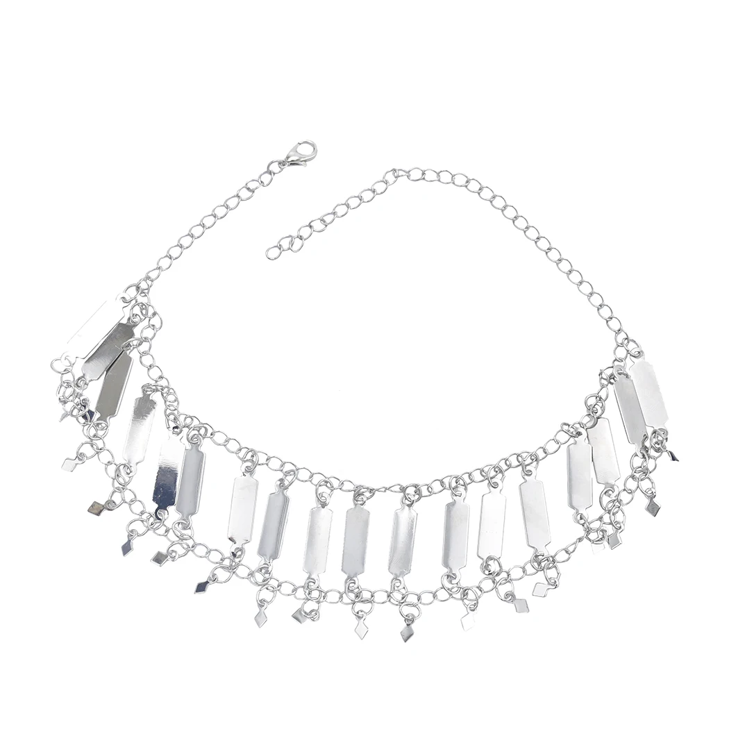 

Choker Necklace for Women Charms Tassel adjustable Size Silver Chain Beach Choker Jewelry