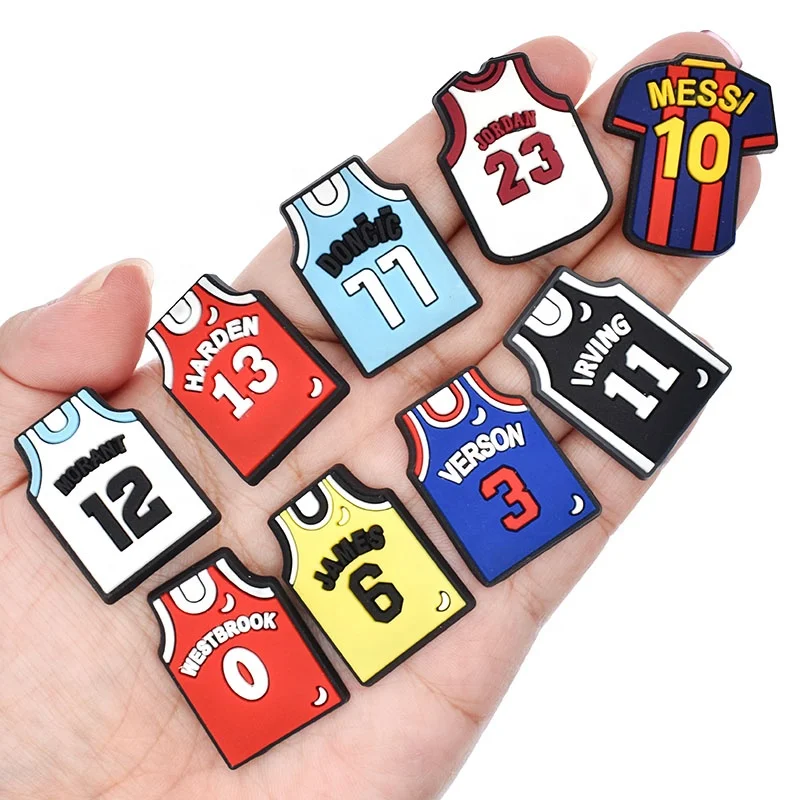 

wholesale shoe charms colleague sport soccer basketball american football team jersey shoe charms for clogs