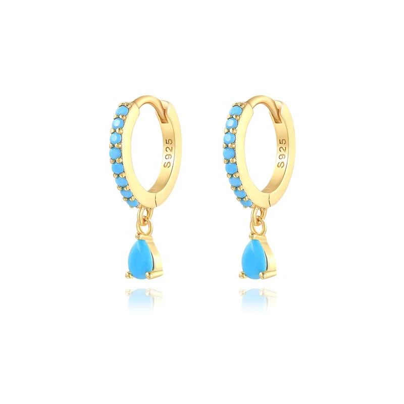 

CANNER Fashion Unique Design S925 Sterling Silver Blue Zircon Women Drop Pendant Earrings for Party