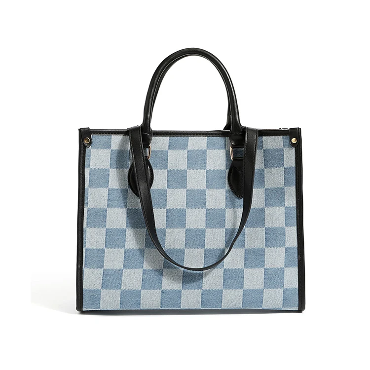 

EG504 Trendy check pattern large capacity all-match shoulder customize designer large tote bags handbags women famous brands