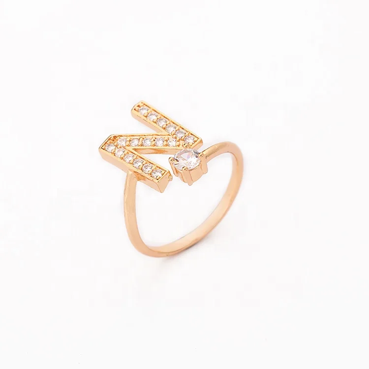 

wholesale 26 alphabet letter rings 18K gold plated fashion resizable initial rings for women