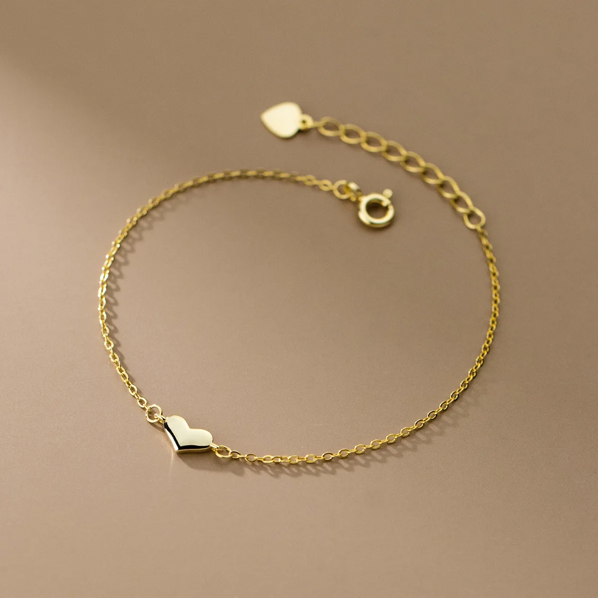 

minimalist 925 silver love heart plain gold plated bracelets for women girls couples lover Valentine's Day