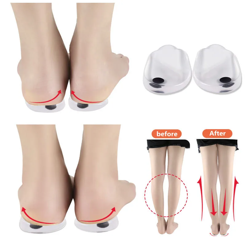 

Silicone Gel Orthotic Heel Pad Legs Orthopedic Varus Correct Insoles Pain Relief Foot Care Insert Insoles, Transparent